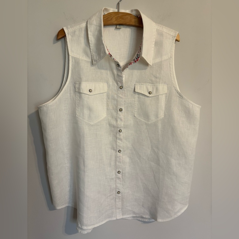 Sundance Willow Linen White Sleeveless Top NWOT